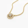 Elegant halo necklace with 13 Premium CZ stones in prong and micro pave settings