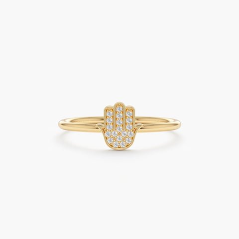 925 Sterling Silver Mini Diamond Hamsa Ring