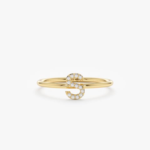 925 Sterling Silver Mini Diamond Initial Ring