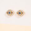 925 Sterling Silver Mini Diamond Sapphire Evil Eye Studs - Image 3