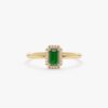 925 Sterling Silver Mini Emerald and Diamond Engagement Ring