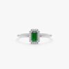 925 Sterling Silver Mini Emerald and Diamond Engagement Ring - Image 2