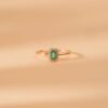 925 Sterling Silver Mini Emerald and Diamond Engagement Ring - Image 3