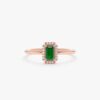 925 Sterling Silver Mini Emerald and Diamond Engagement Ring - Image 4