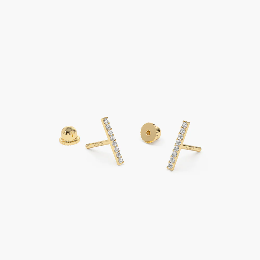 925 Sterling Silver Mini Heart Earrings Diamond Studs