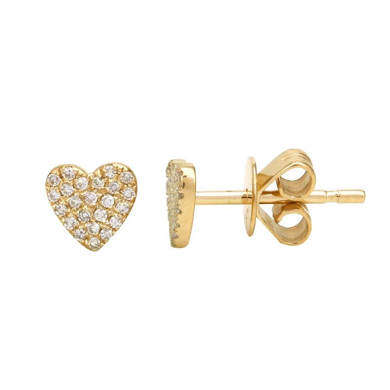 925 Sterling Silver Mini Pave Diamond Heart Earring