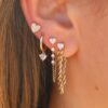925 Sterling Silver Mini Pave Diamond Heart Earring - Image 2