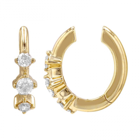 925 Sterling Silver Mini Triple Diamond Ear Cuff