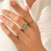 925 Sterling Silver Minimalist Emerald Promise Ring - Image 2