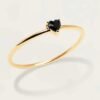 Minimalist heart shape ring with pave-set CZ stone detail