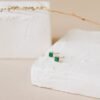 925 sterling silver stud earrings featuring malachite and gold plating