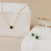 Minimalist malachite stud earrings with refined 925 sterling silver detail