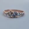 Cluster engagement ring with premium CZ sapphire stones