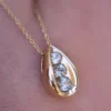 925 Sterling Silver Montana Sapphire Three Stone Necklace with prong setting
