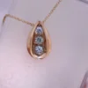 Montana Sapphire three stone necklace with classic prong-set stones
