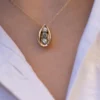 Three stone necklace with 16-inch 1 mm cable chain