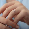 925 Sterling Silver Moonstone and Diamond Engagement Ring - Image 3