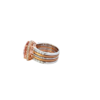 Gold-plated sterling silver ring with a soft pink centre stone