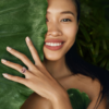 Morganite and diamond ring in 925 sterling silver with classic styling