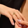 925 sterling silver ring with thick gold plating and moss agate