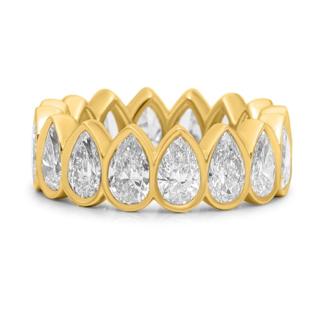 925 Sterling Silver Multi Bezel Pear Ring