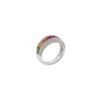 925 Sterling Silver Multi Color Sapphire and Diamond Ring - Image 6
