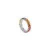 Multi colour sapphire band with thick gold plating and refined finish