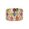 925 Sterling Silver Multi-Color Sapphire Triple-Row Ring