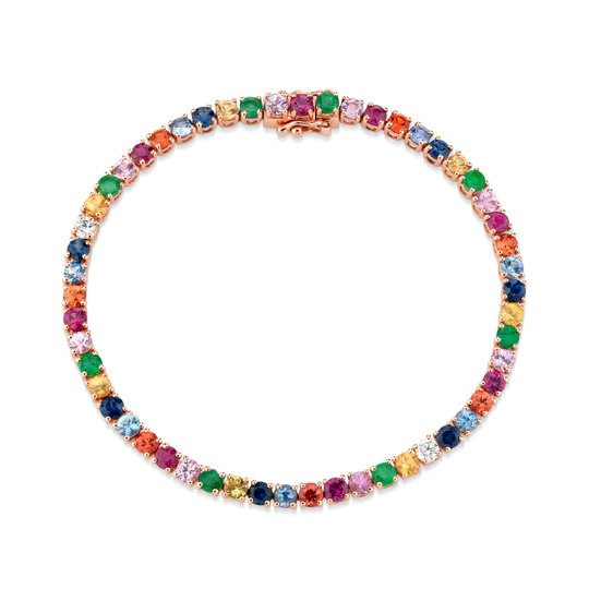925 Sterling Silver Multi color tennis bracelet