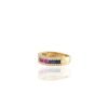 925 Sterling Silver Multi Colored Sapphire and Diamond Band - Image 4