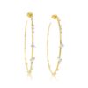 925 Sterling Silver Multi Diamond Prong Large Hoop Earring