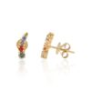 925 Sterling Silver Multi Gemstone Dainty Climber Stud Earrings - Image 2