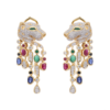 925 Sterling Silver Multi Gemstone Panther Earring