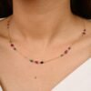 925 sterling silver necklace with emerald, ruby and sapphire CZ stones