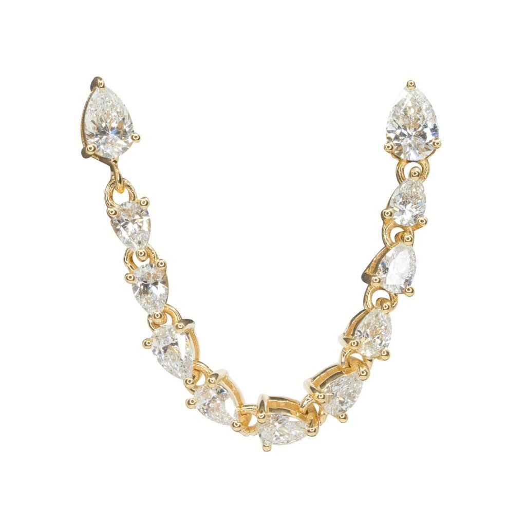 925 Sterling Silver Multi Pear Diamond Connecting Earring