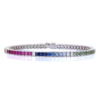 925 Sterling Silver Multi Sapphire Diamond Bracelet
