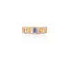 Multi sapphire and diamond half eternity band in sterling silver
