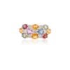 925 Sterling Silver Multi Sapphire & Diamond Ring