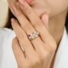 925 Sterling Silver Multi Sapphire & Diamond Ring - Image 5