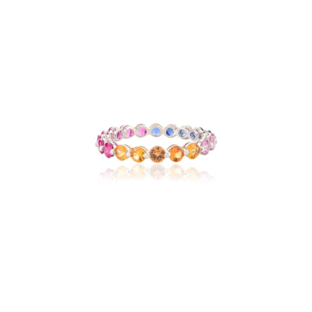 925 Sterling Silver Multi Sapphire Eternity Band