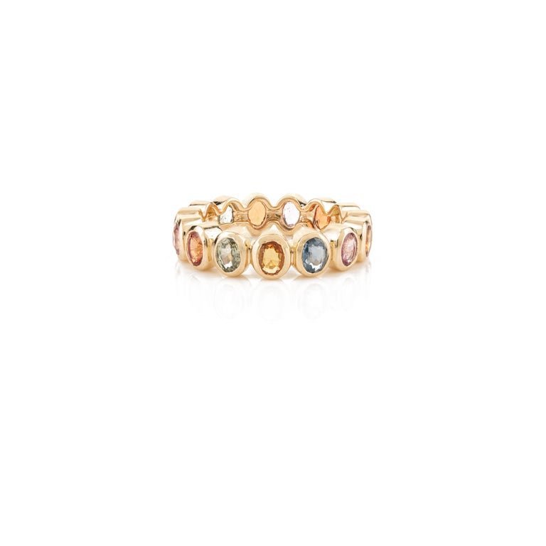 925 Sterling Silver Multi Sapphire Eternity Band