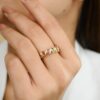 Sterling silver ring with thick gold plating and multicolour sapphire look
