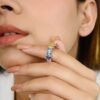 925 Sterling Silver Multi Sapphire Eternity Band - Image 2