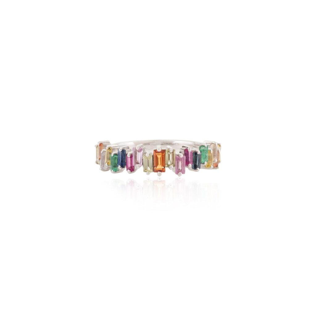 925 Sterling Silver Multi Sapphire Eternity Band