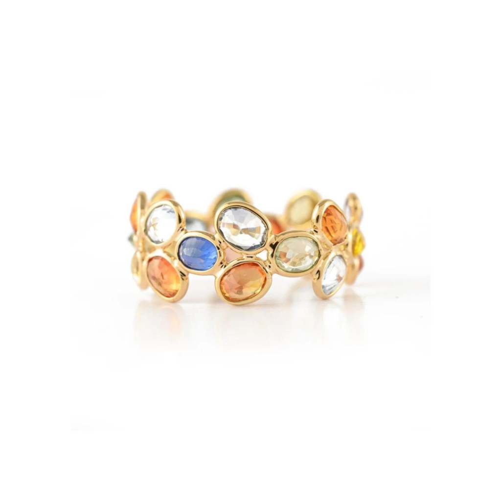 925 Sterling Silver Multi Sapphire Eternity Band