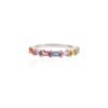 925 Sterling Silver multi sapphire half eternity band ring
