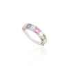 925 Sterling Silver half eternity band with multicoloured octagon stones