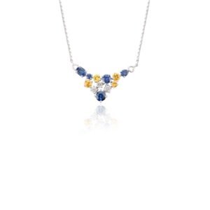 925 Sterling Silver Multi Sapphire Necklace