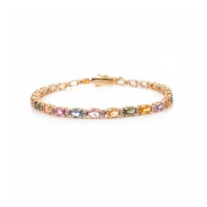 925 Sterling Silver Multi Sapphire Tennis Bracelet