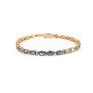 925 Sterling Silver Multi Sapphire Tennis Bracelet